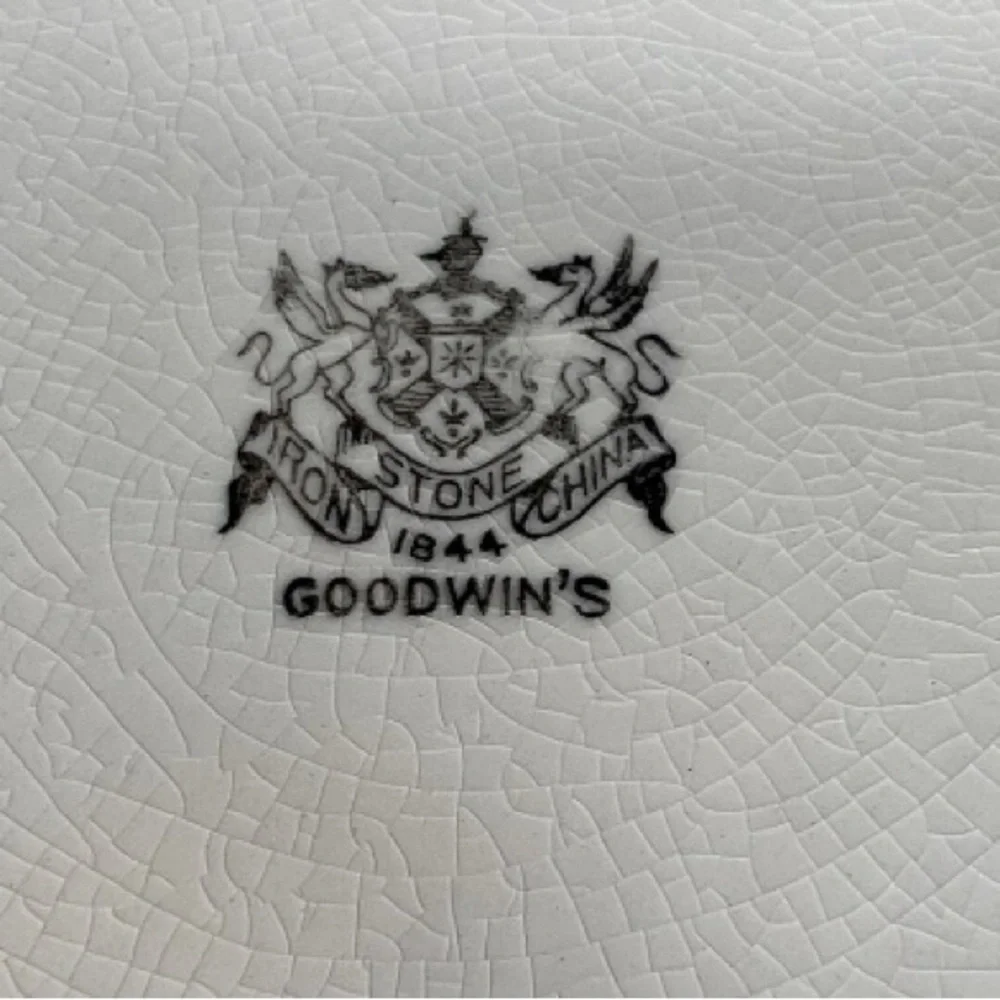 Vintage Goodwin's Iron Stone China 1844 Large Wash Bowl‎ Blue Floral Pattern